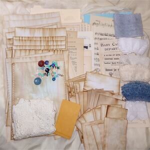 Tea Dyed Blue Junk Journal Bundle, Craft Supply Pack, Paper Crafting Kit